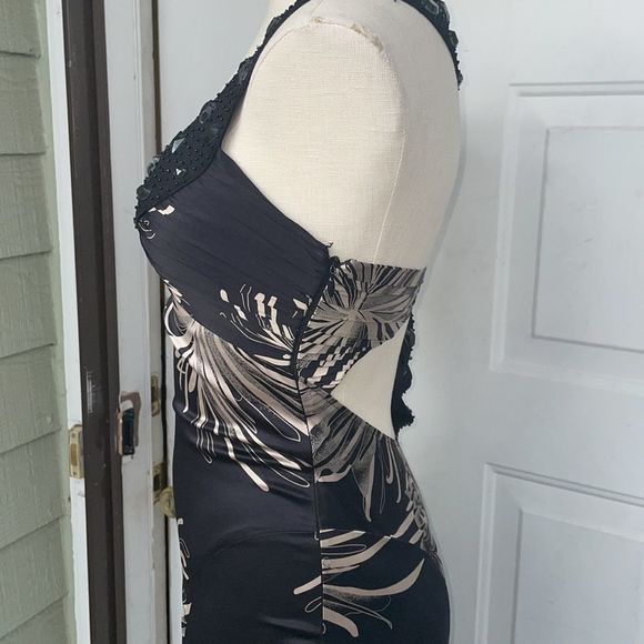 BEBE Women’s Y2K Stretch Silk Cocktail Formal Maxi Dress Gown size XS - Picture 7 of 14